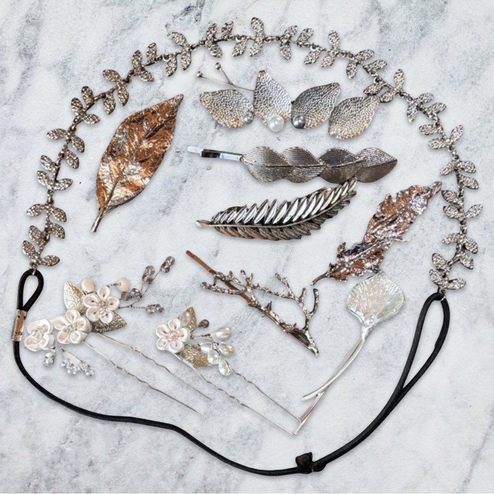 Silver Hair Accessories Bundle / 10 Pieces